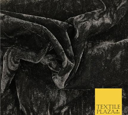 BLACK Luxury Crushed Velvet Fabric - Backdrop Sofa Cushions Curtains PD19