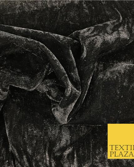 BLACK Luxury Crushed Velvet Fabric - Backdrop Sofa Cushions Curtains PD19