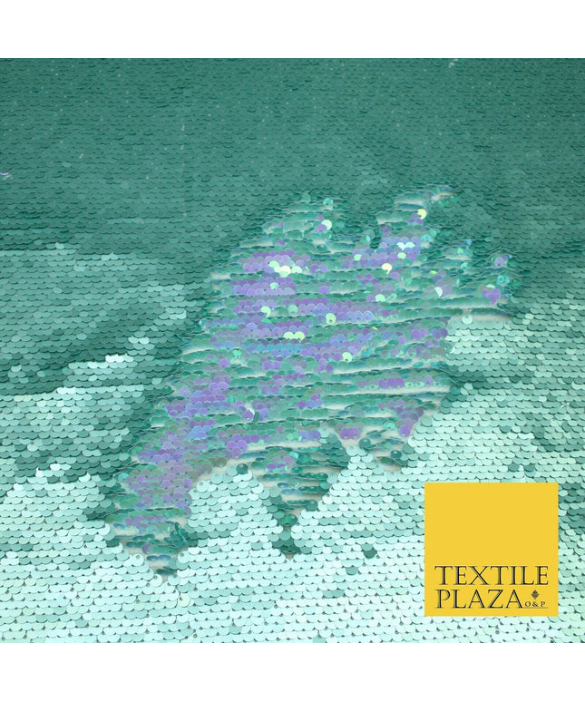 Reversible BLUE & PURPLE MERMAID SEQUIN Fabric 2 Colour Way Changing Net 1814