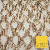 ROSE GOLD Sequin Embellished Tassel Net Lace Fancy Tulle Dancewear 1813