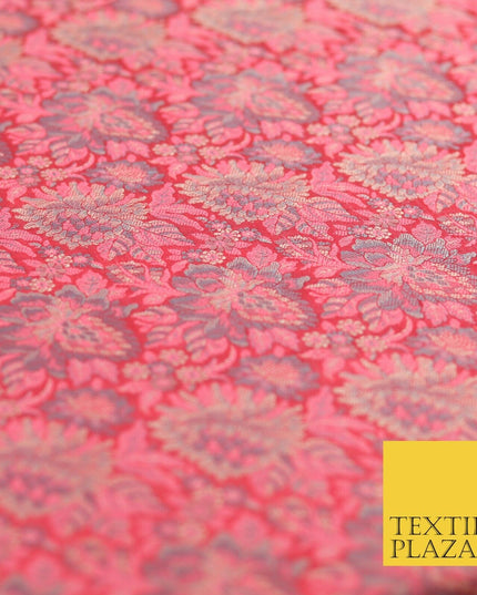PINK Luxury PURE Benarsi Brocade Woven Dress Fabric Metallic Fancy 1739