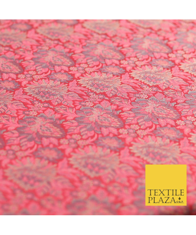 PINK Luxury PURE Benarsi Brocade Woven Dress Fabric Metallic Fancy 1739