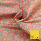 GOLD PINK Luxury PURE Benarsi Brocade Woven Dress Fabric Metallic Fancy 1740