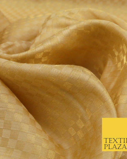 GOLD Soft Smooth Check Shimmer Polyester Woven Fabric Lining Salwar 1518