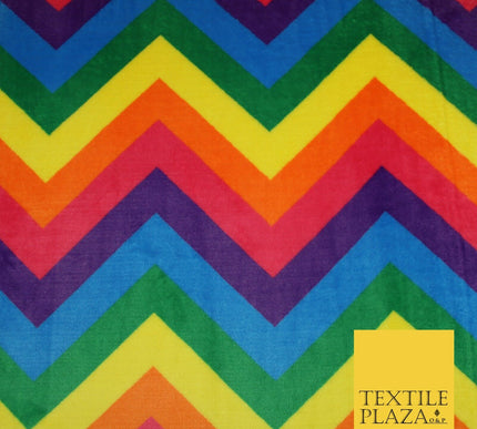 Colourful Rainbow Large Zig Zag SUPER SOFT Printed Cuddle Fleece Blankets 1774