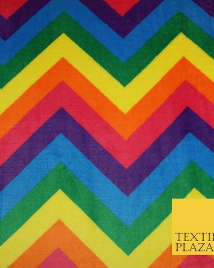 Colourful Rainbow Large Zig Zag SUPER SOFT Printed Cuddle Fleece Blankets 1774