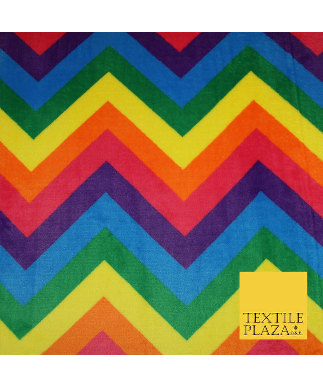 Colourful Rainbow Large Zig Zag SUPER SOFT Printed Cuddle Fleece Blankets 1774
