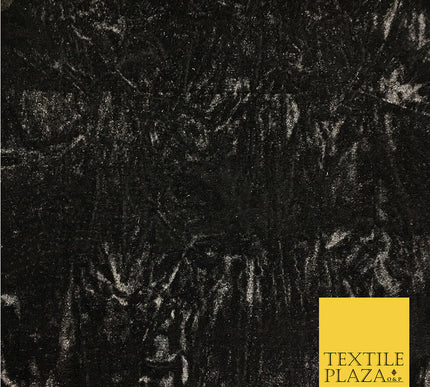 BLACK Luxury Crushed Velvet Fabric - Backdrop Sofa Cushions Curtains PD19