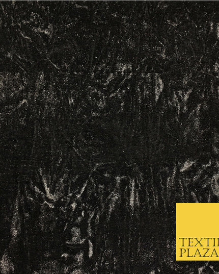 BLACK Luxury Crushed Velvet Fabric - Backdrop Sofa Cushions Curtains PD19