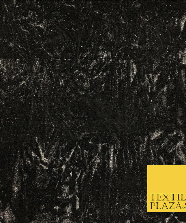BLACK Luxury Crushed Velvet Fabric - Backdrop Sofa Cushions Curtains PD19