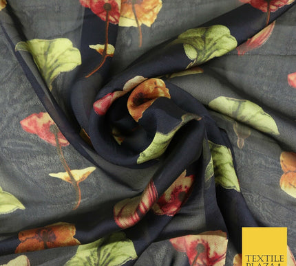 Floral Floating Multicolour Flowers Printed Sheen Soft Georgette Dress Fabric