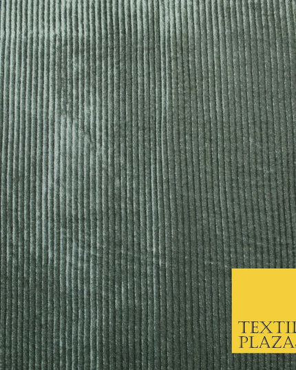 Premium Soft Grey Ribbed Striped Raised Velvet Velour Dress Fabric 1851