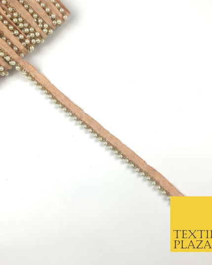 Ivory White Pearl Bead Trimming Border Ribbon Indian Ethnic Trim Edging X298