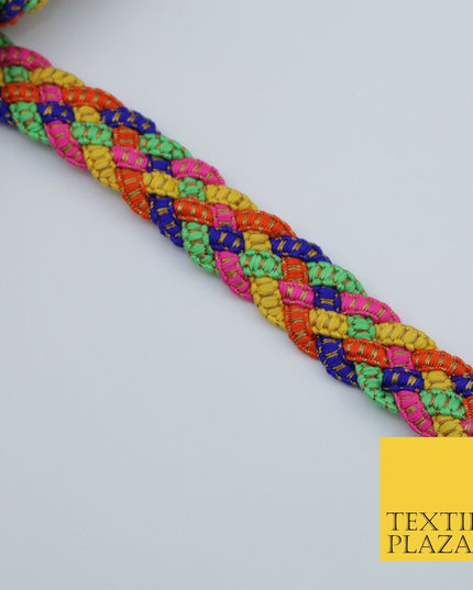 Multicolour Rainbow Rope Plait Trimming Border Ribbon Indian Ethnic Edging X296