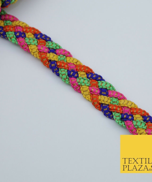 Multicolour Rainbow Rope Plait Trimming Border Ribbon Indian Ethnic Edging X296
