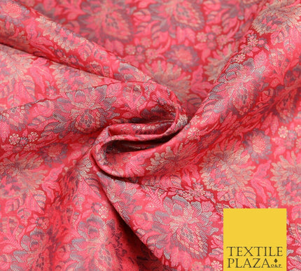 PINK Luxury PURE Benarsi Brocade Woven Dress Fabric Metallic Fancy 1739