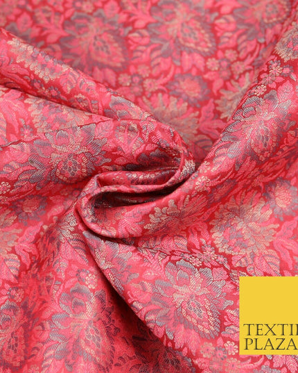 PINK Luxury PURE Benarsi Brocade Woven Dress Fabric Metallic Fancy 1739