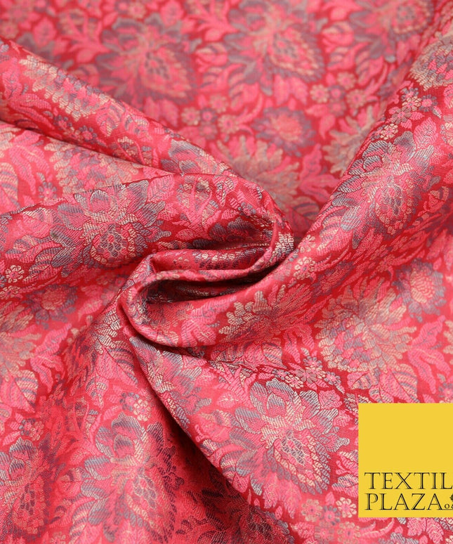 PINK Luxury PURE Benarsi Brocade Woven Dress Fabric Metallic Fancy 1739