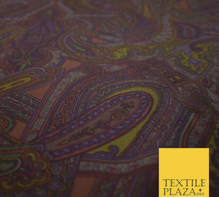 Vintage Purple Intricate Paisley Italian Printed Silky Fine Taffeta Fabric 2616