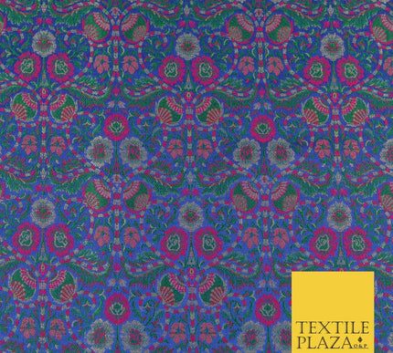 Blue Luxury Intricate Floral PURE Benarsi Brocade Woven Dress Fabric Fancy 1751