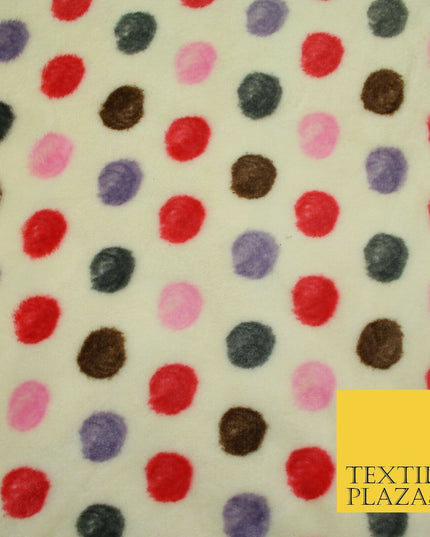 Super Soft Cream Red Multi Spotted Cuddle Fleece Double Sided Fabric 58" 1841