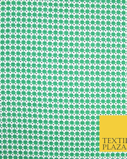 White Green Irish Four Leaf Clover St Patrick's Day Rayon Printed Viscose Fabric