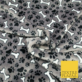 Grey Dog Bone Paws SUPER SOFT Printed Cuddle Fleece Bed Blankets Craft 1776