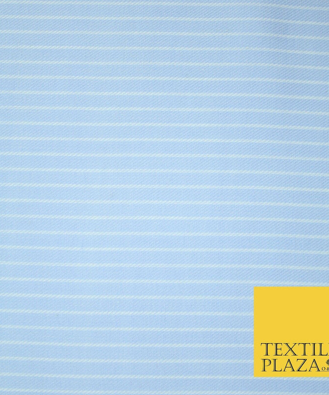 Sky Blue White Pinstripe Soft Brushed Twill Effect Fabric Pyjamas Nightwear 2218
