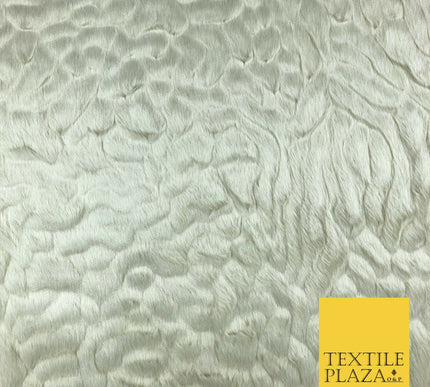 Luxury Ecru Ivory Soft Textured Waves Short Pile Faux Fur Fabric Material58"1412