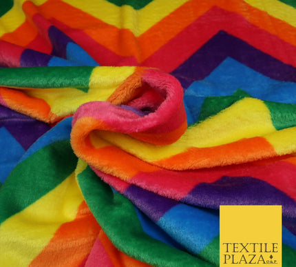 Colourful Rainbow Large Zig Zag SUPER SOFT Printed Cuddle Fleece Blankets 1774