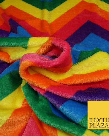 Colourful Rainbow Large Zig Zag SUPER SOFT Printed Cuddle Fleece Blankets 1774