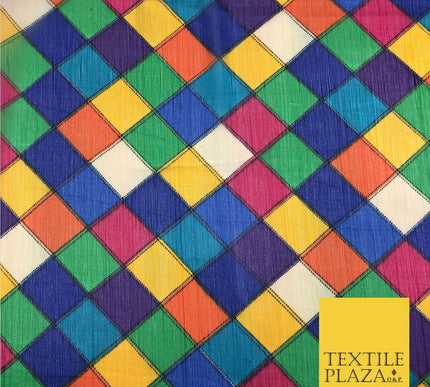 Multi Colour Geometric Patchwork Harlequin Crinkle Chiffon Rainbow Circus 840