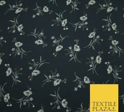 Floral Abstract Printed Twill 100% Polyester Dress Thick Heavy Fabric 60" wide