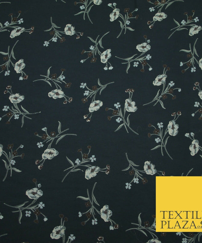 Floral Abstract Printed Twill 100% Polyester Dress Thick Heavy Fabric 60" wide