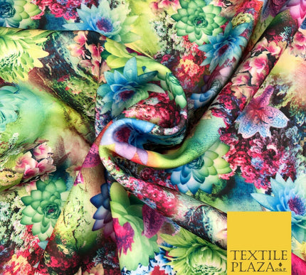 High Quality Multicolour Floral Digital Print Scuba Fabric Stretch Jersey 1414