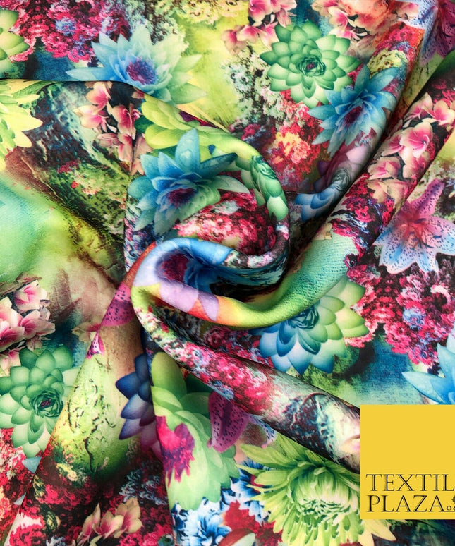 High Quality Multicolour Floral Digital Print Scuba Fabric Stretch Jersey 1414