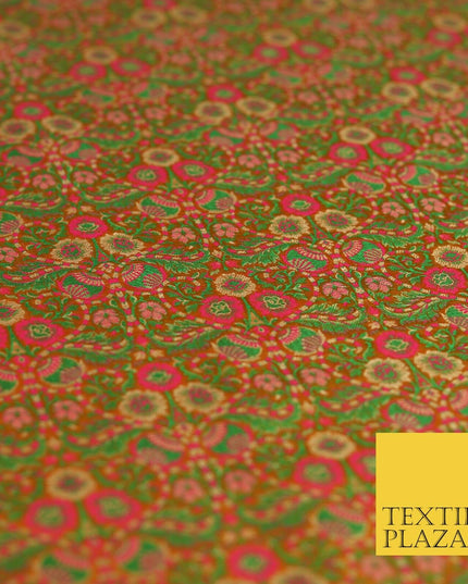 Mustard Luxury Intricate Floral PURE Benarsi Brocade Woven Dress FabricFancy1754