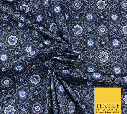 Dark Purple Kaleidoscope Geometric Cotton Print Fabric Dress Craft FD782