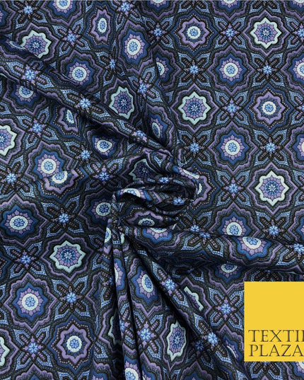 Dark Purple Kaleidoscope Geometric Cotton Print Fabric Dress Craft FD782