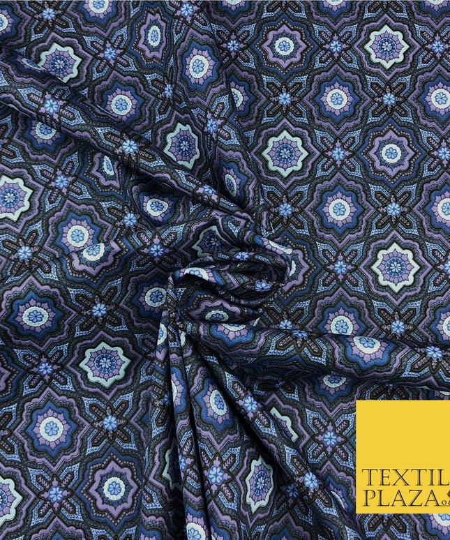 Dark Purple Kaleidoscope Geometric Cotton Print Fabric Dress Craft FD782