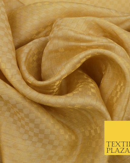 GOLD Soft Smooth Check Shimmer Polyester Woven Fabric Lining Salwar 1518