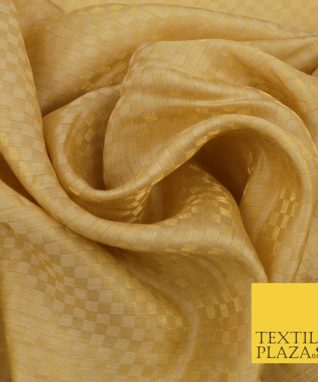 GOLD Soft Smooth Check Shimmer Polyester Woven Fabric Lining Salwar 1518