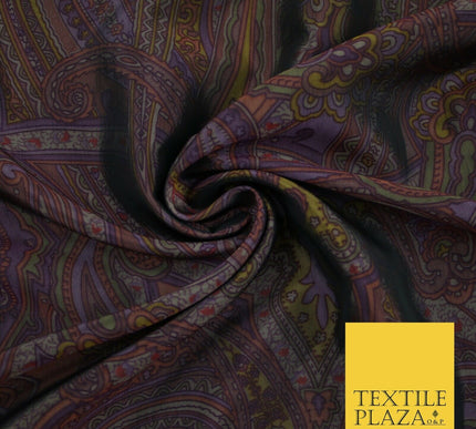 Vintage Purple Intricate Paisley Italian Printed Silky Fine Taffeta Fabric 2616
