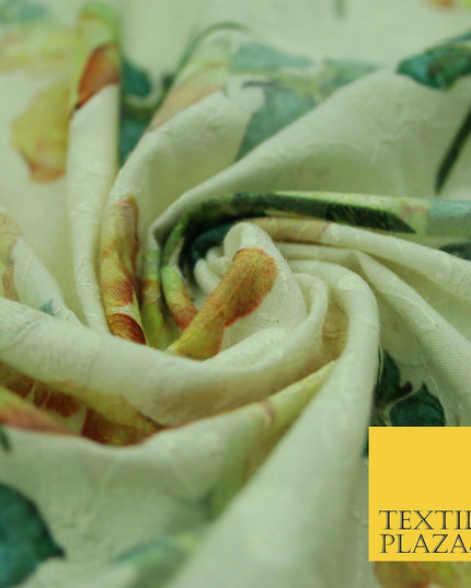 Falling Single Roses Embroidered 100% Cotton Lawn Print Fashion Fabric Craft