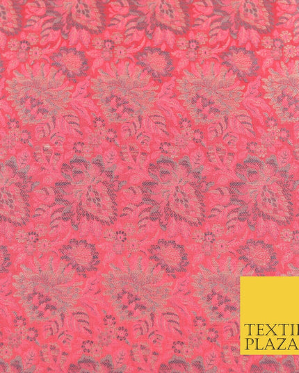 PINK Luxury PURE Benarsi Brocade Woven Dress Fabric Metallic Fancy 1739