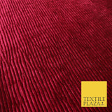 Premium Deep Maroon Ribbed Striped Raised Velvet Velour Dress Fabric 1850