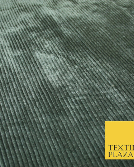 Premium Soft Grey Ribbed Striped Raised Velvet Velour Dress Fabric 1851