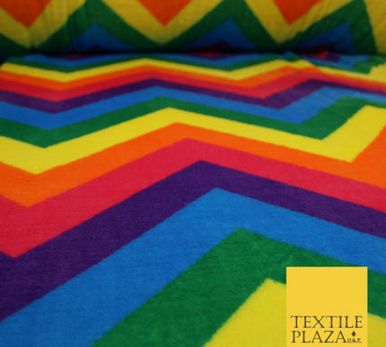 Colourful Rainbow Large Zig Zag SUPER SOFT Printed Cuddle Fleece Blankets 1774