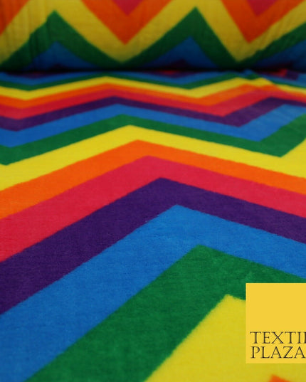 Colourful Rainbow Large Zig Zag SUPER SOFT Printed Cuddle Fleece Blankets 1774