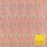 GOLD PINK Luxury PURE Benarsi Brocade Woven Dress Fabric Metallic Fancy 1740